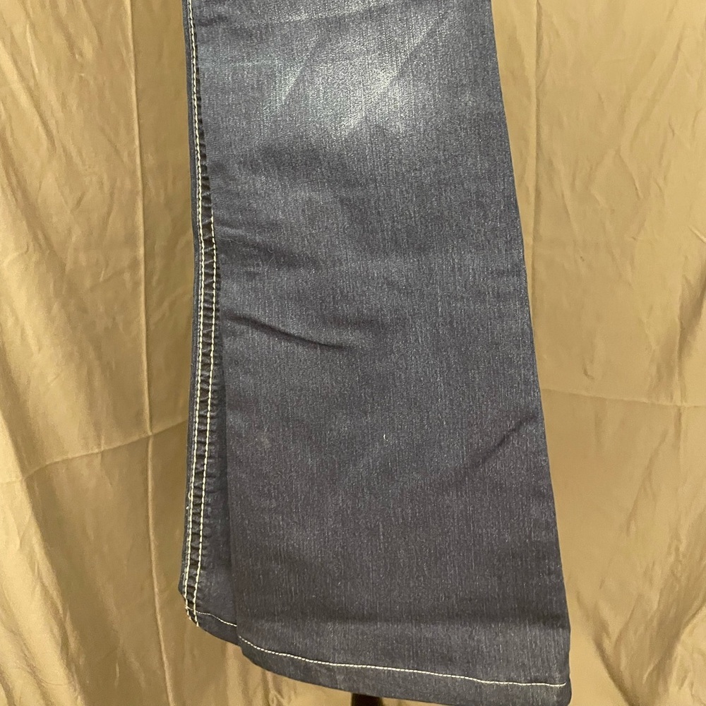 Soundgirl Vintage Y2K Dark Blue Boot Cut Jeans with Embroidered Sequin Pockets - Picture 13 of 13